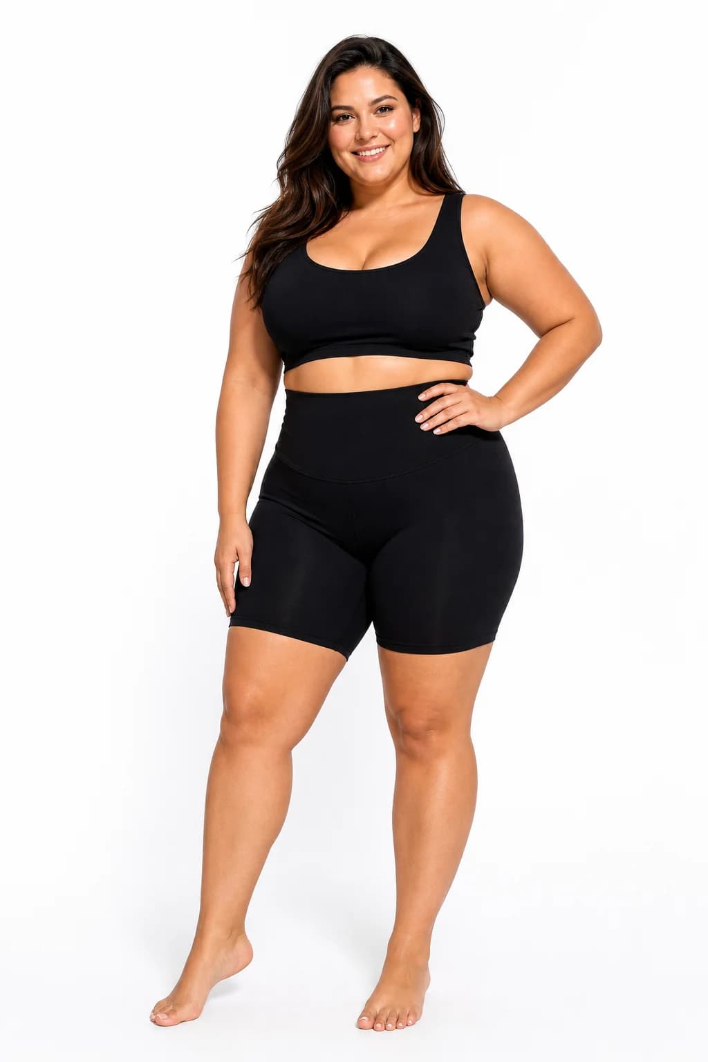 High-Waist Shaping Shorts — Black — view 2