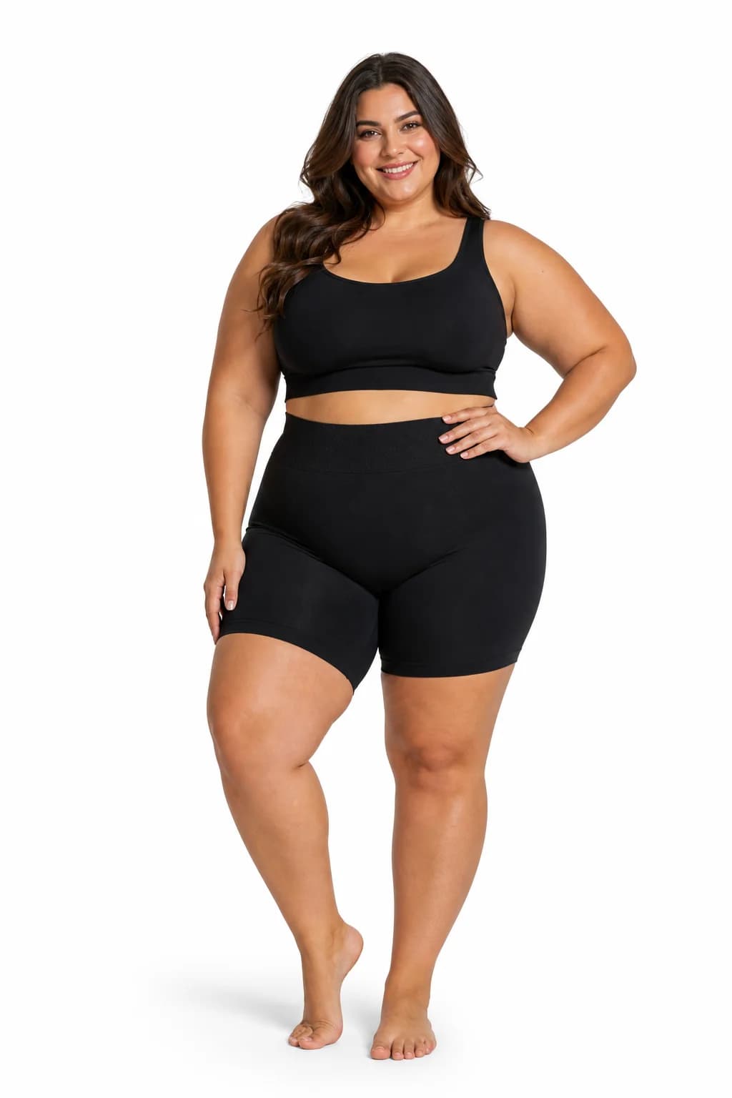 High-Waist Shaping Shorts — Black — view 3