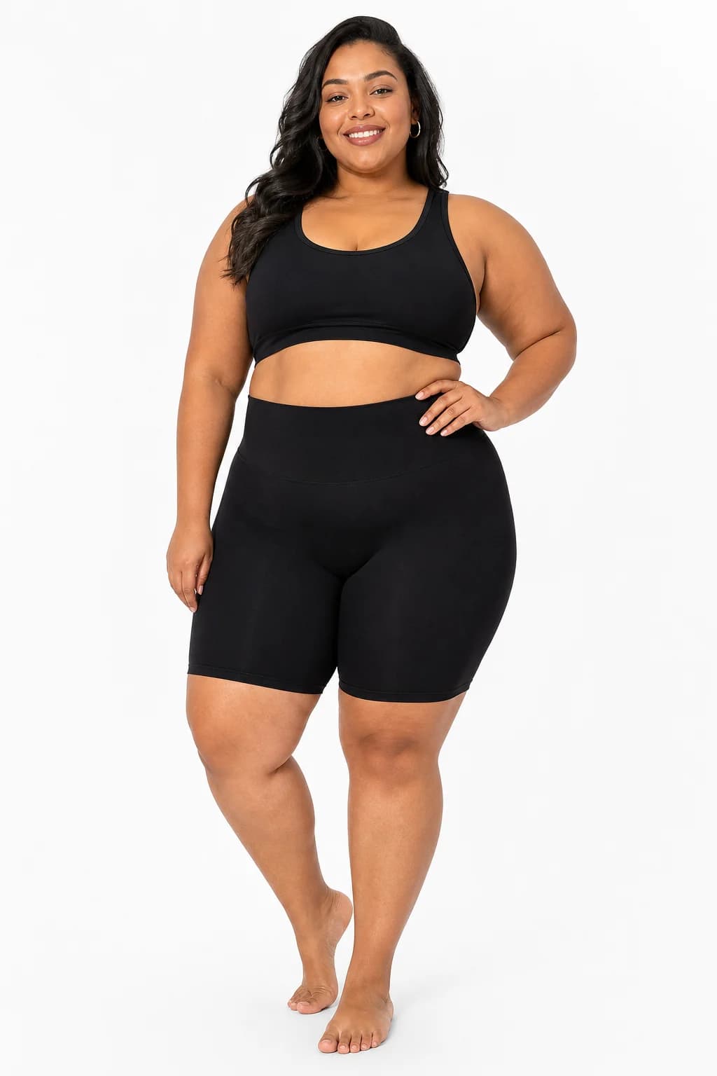 High-Waist Shaping Shorts — Black — view 4