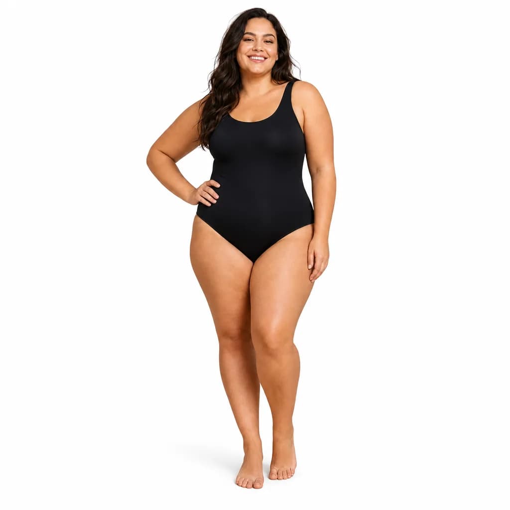 WoWearShape shaping bodysuit on a plus size model